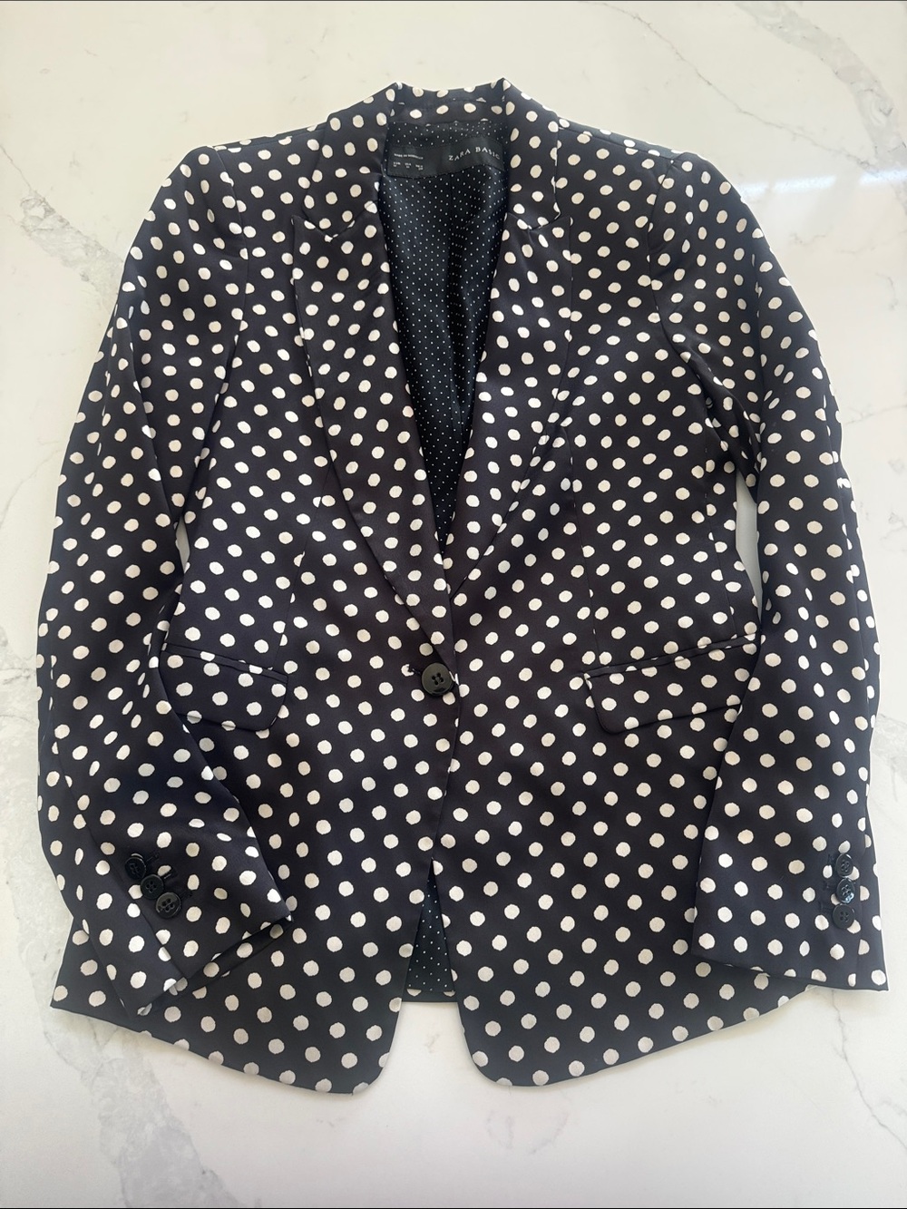 Zara Polka Dot Women's Blazer - Black and White